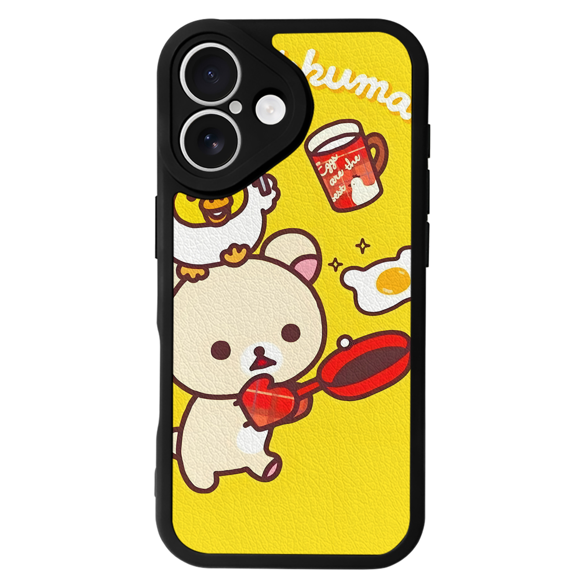 （画像用） リラックマ リラックマ キイロイトリ Rilakkuma Korilakkuma Kiiroitori 【iPhone 16シリーズ対応】シリコンスマホケース（レザー調） 材質：シリコン